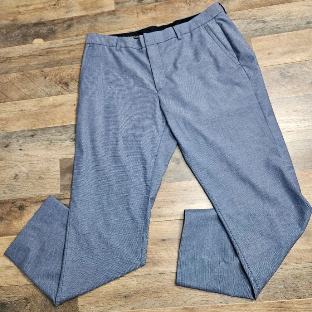 Bonobos Mens Daily Grind Wednesday Dress Pants Light Blue Micro Pattern‎ 35x29